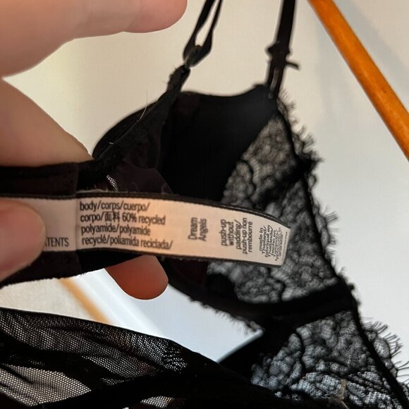 Victoria’s Secret Dream Angels Push-up Without Padding Bra 32D Underwire Black - Picture 8 of 9
